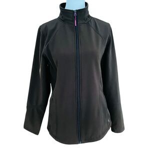 Mondetta Dark Brown full zip polyester jacket with fleece lining .
